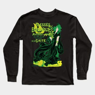 Simplified French Art Nouveau Advertising Poster, Spanish Maja Blesses Espagnols Long Sleeve T-Shirt